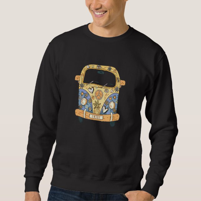 Hippie Kostm Peace Love Flower Power Retro Camper Sweatshirt (Front)