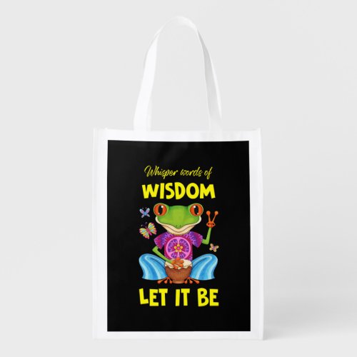 Hippie Let It Be Frog Grocery Bag