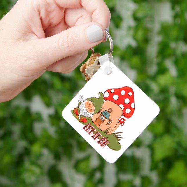 Hippie Let It Be Gnome Keychain (Hand)