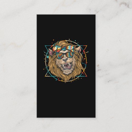 Hippie Lion Retro 60s 70s Peace Sign Business Card