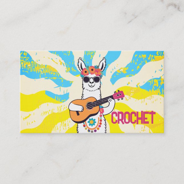 Hippie llama knitting crochet handspun yarn business card (Front)