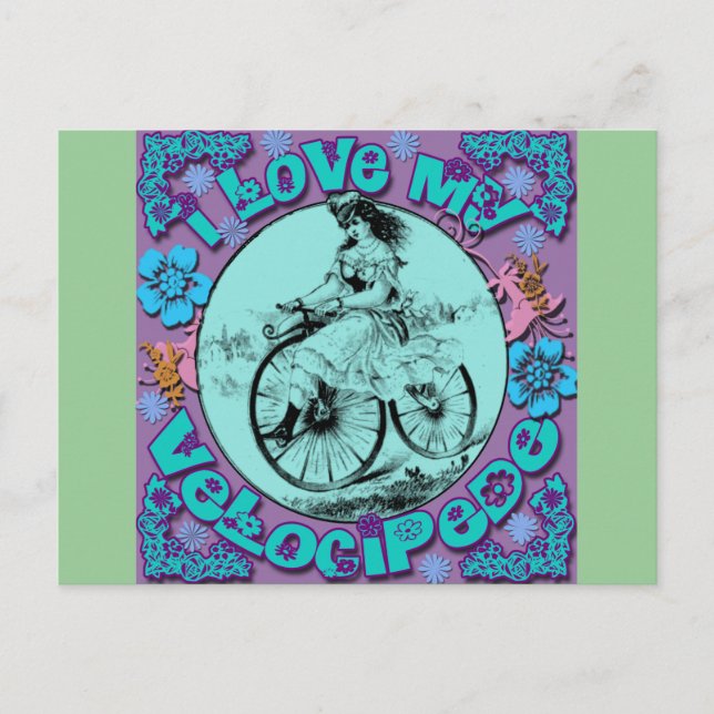 Hippie Look I Love My Velocipede T shirts, Mugs Postcard (Front)