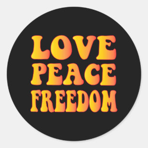 Hippie LOVE PEACE FREEDOM 60s 70s Tie Die Classic Round Sticker