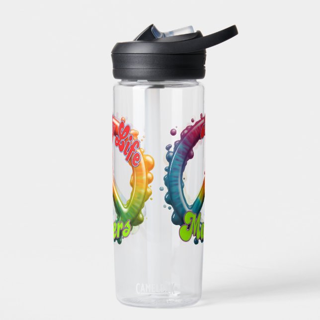 Hippie Love Peace Life Matters Custom  Water Bottle (Left)
