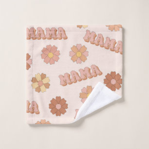 Hippie mama seamless pattern. Groovy background. M Wash Cloth