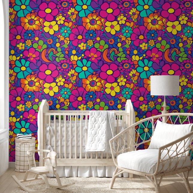 Hippie mod flowers 5 wallpaper  (Kids)