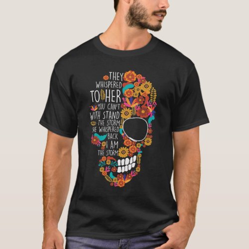Hippie Mom Flower Sugar Skull Floral T_Shirt