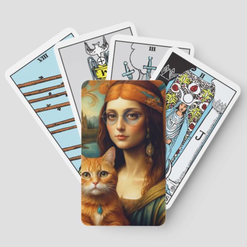 Hippie Mona Lisa and Her Ginger Cat Tarot Cards