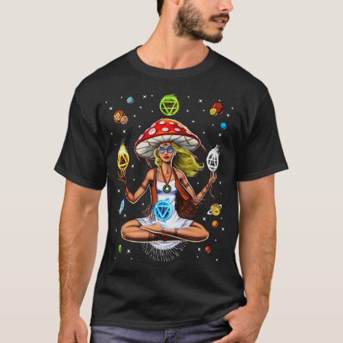 Hippie Mushroom Yoga T_Shirt