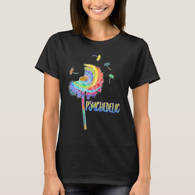 Hippie  Music Psychedelic Flower  Dandelion T-Shirt (Front)