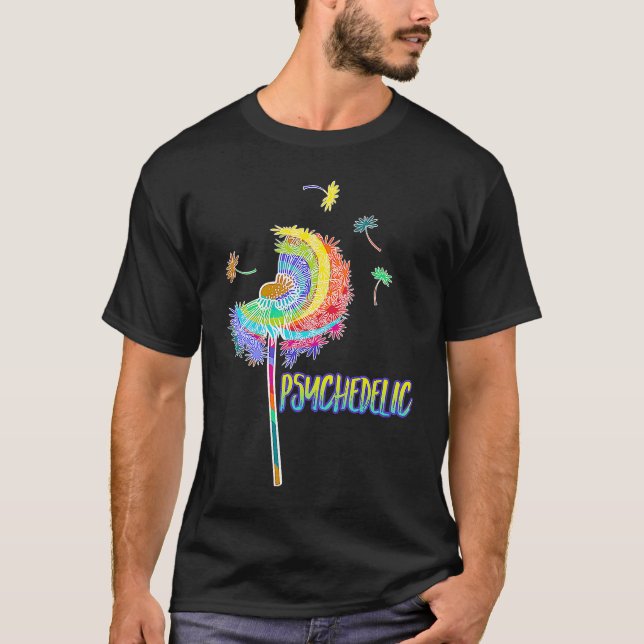 Hippie  Music Psychedelic Flower  Dandelion T-Shirt (Front)