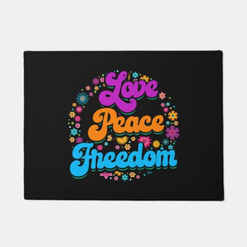 Hippie Namaste Peace Sign Peace Love Freedom Doormat