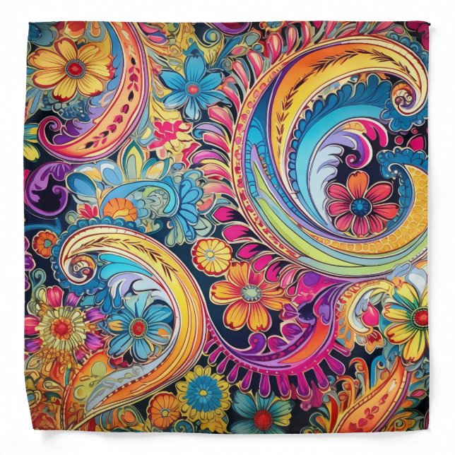 Hippie Neon Paisley Bandana  (Front)