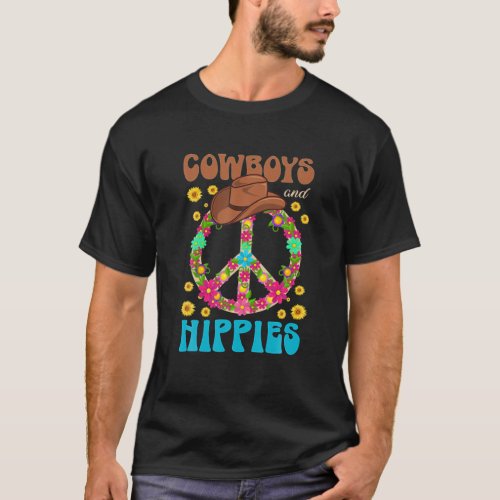 Hippie Or Peace Or Love Or Hippies And Cowboys T_Shirt