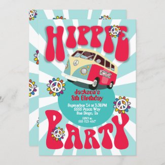 Hippie Party 1960's 1970's Themed Invitation