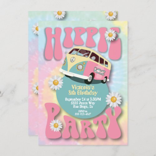 Hippie Party 1960s 1970s Themed Invitation
