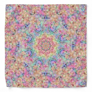 Hippie Pastel Colors Vintage Fractal Kaleidoscope Bandana