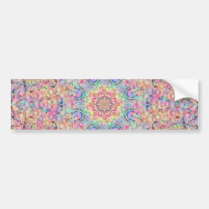 Hippie Pastel Colors Vintage Fractal Kaleidoscope Bumper Sticker