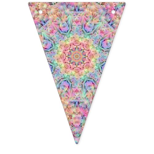 Hippie Pastel Colors Vintage Fractal Kaleidoscope Bunting Flags
