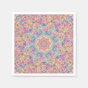 Hippie Pastel Colors Vintage Fractal Kaleidoscope Napkins