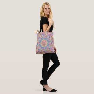 Hippie Pastel Colors Vintage Fractal Kaleidoscope Tote Bag