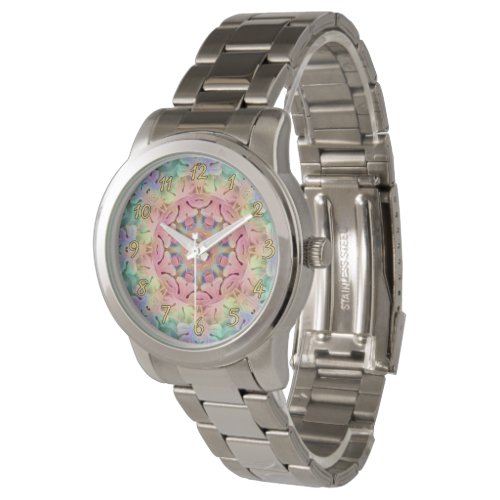 Hippie Pastel Colors Vintage Fractal Kaleidoscope Watch