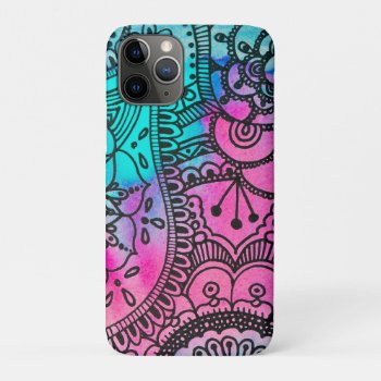 Hippie Pattern - Aqua And Pink By Megaflora Iphone 11 Pro Case by Megaflora at Zazzle
