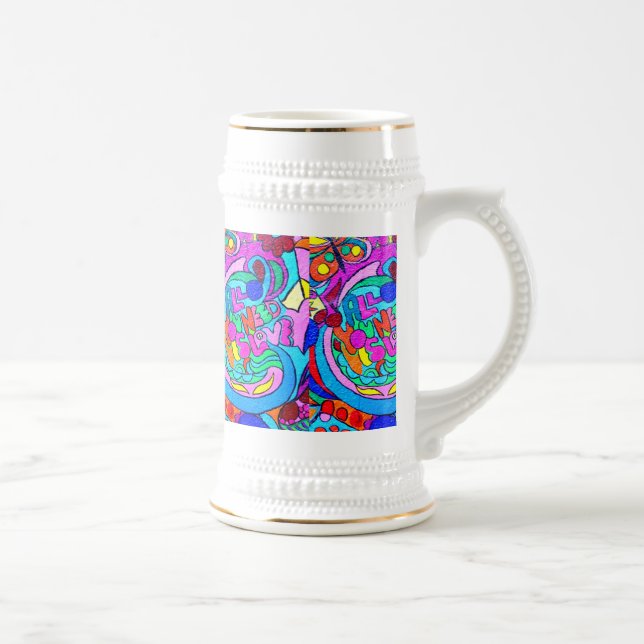 hippie peace and love beer stein (Right)