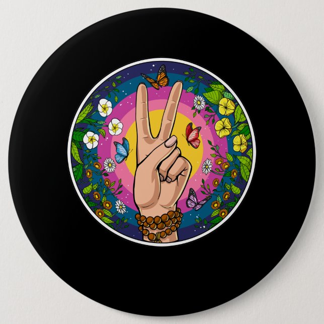 Hippie Peace Button (Front)