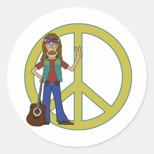 Hippie Peace Classic Round Sticker