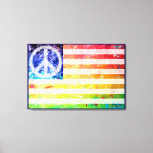 Hippie Peace Freak Flag Art Canvas Print