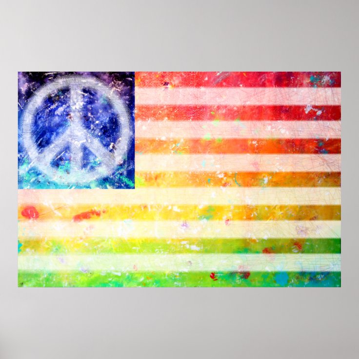 Hippie Peace Freak Flag Art Poster | Zazzle