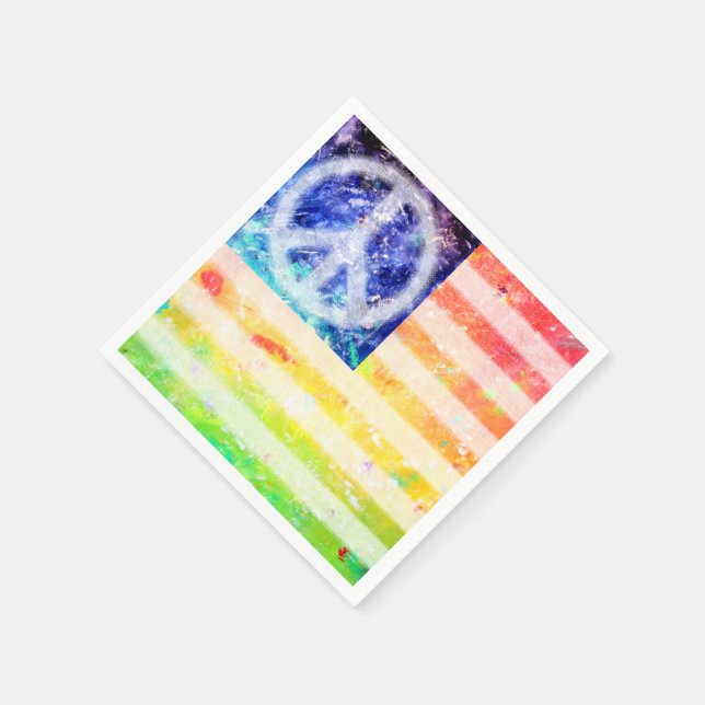 Hippie Peace Freak Flag Paper Napkins (Corner)