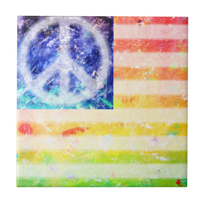 Hippie Peace Freak Flag Tiles