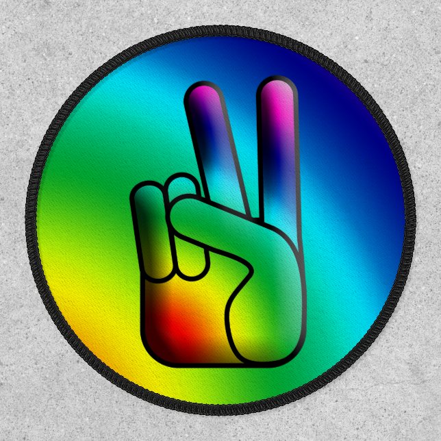 Hippie Peace Hand Custom Rainbow  Patch (Front)