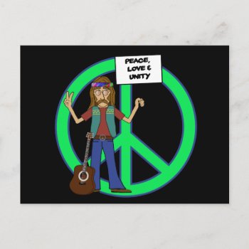 Hippie Peace Love And Unity Postcard by oldrockerdude at Zazzle
