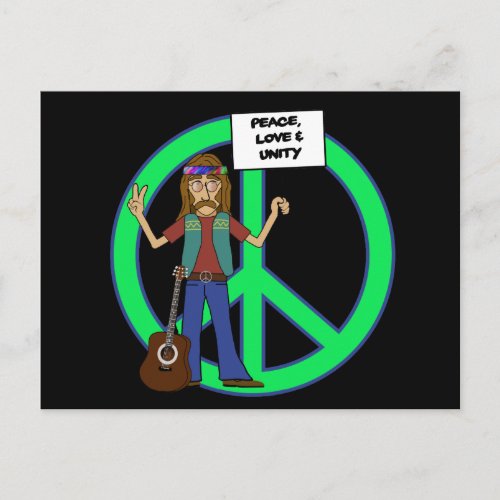 Hippie Peace Love and Unity Postcard