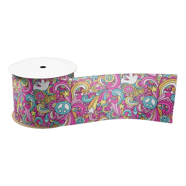 Hippie, Peace & Love Ribbon (Spool)