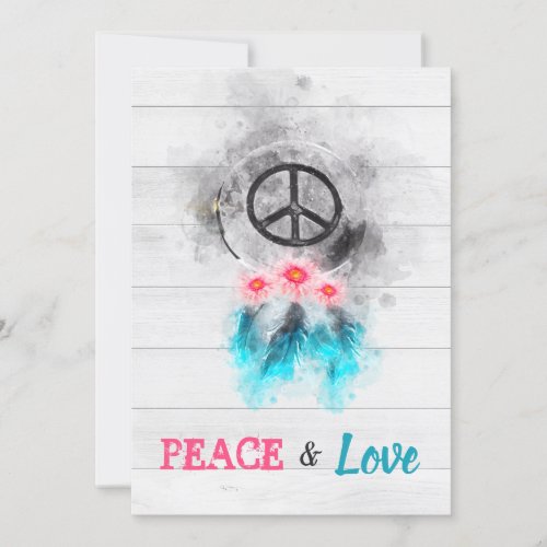  Hippie Peace  Love Rustic Baby Neutral Shower Invitation