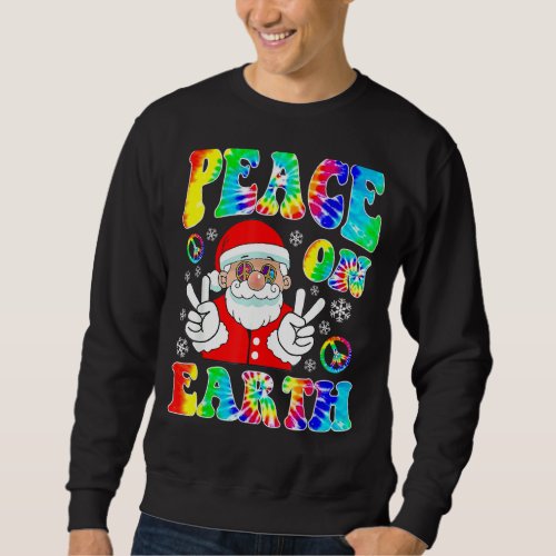Hippie Peace On Earth Boho Christmas Santa Claus P Sweatshirt