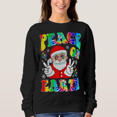 Hippie Peace On Earth Boho Christmas Santa Claus P Sweatshirt
