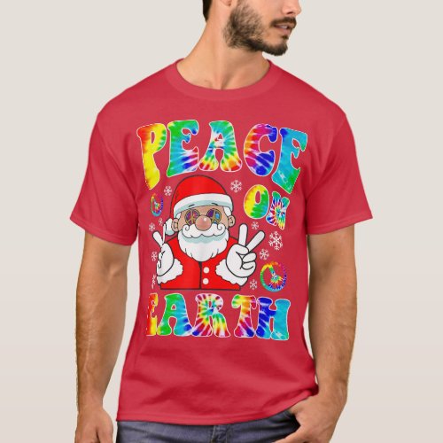 Hippie Peace on Earth Boho Christmas Santa Claus P T_Shirt
