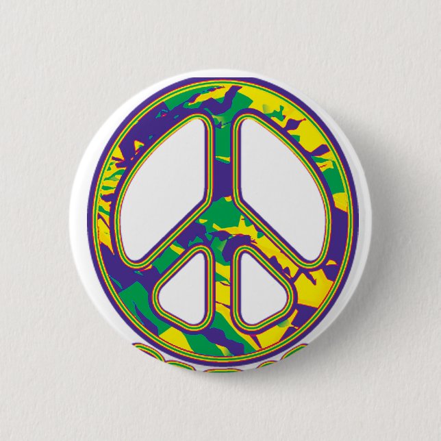 Hippie Peace Sign 60s 70s Button (Front)