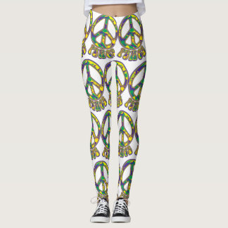Hippie Peace Sign 60s 70s Leggings