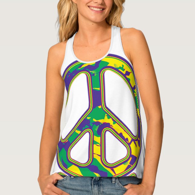 Hippie Peace Sign 60s 70s Tank Top (Front)