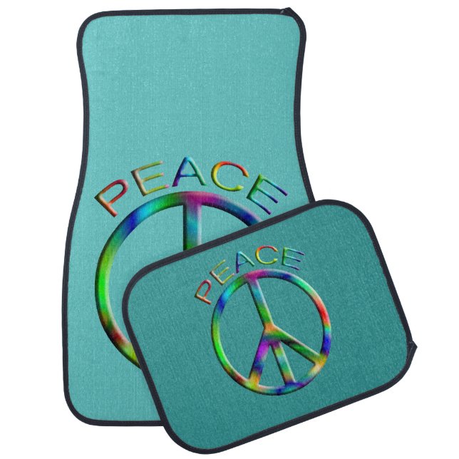 Hippie Peace Sign Car Mat Set (Set)
