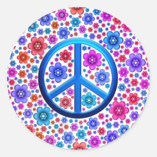 Hippie Peace Sign Classic Round Sticker