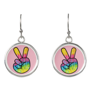 Hippie peace sign earrings