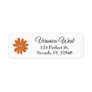 Hippie Peace Sign Flower Orange Distressed Look Label