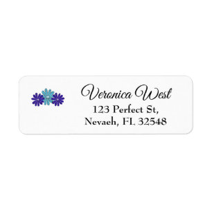 Hippie Peace Sign Flower Power Aqua Purple Label